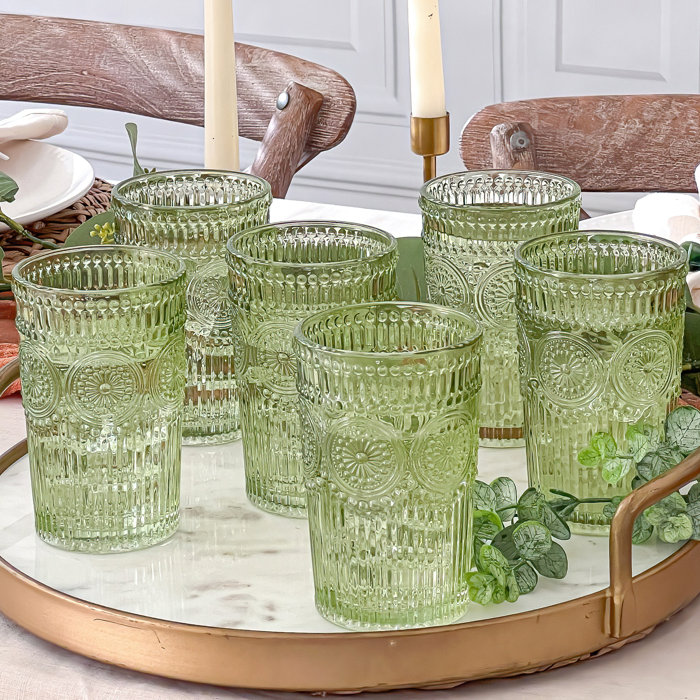 Bungalow Rose Marqueeta 13oz. Drinking Glass Set & Reviews | Wayfair